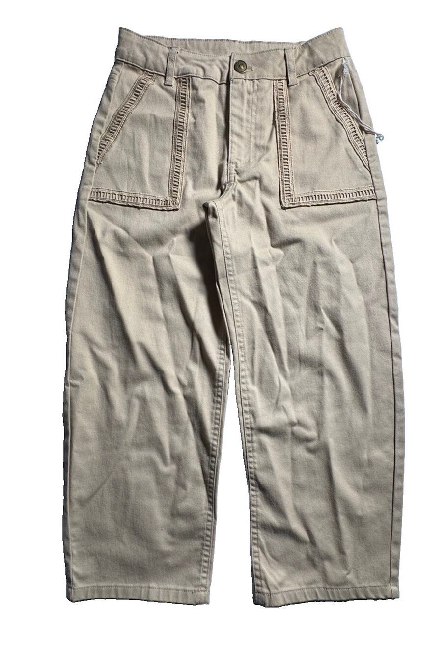 Owillo Girls M Khaki Ladder Trim Relaxed Leg Pants